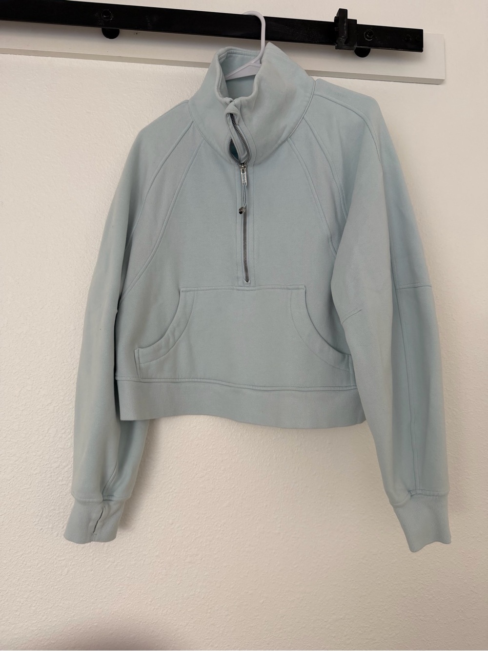 lululemon athletica scuba Light Blue Half-Zip Cropped Sweatshirt